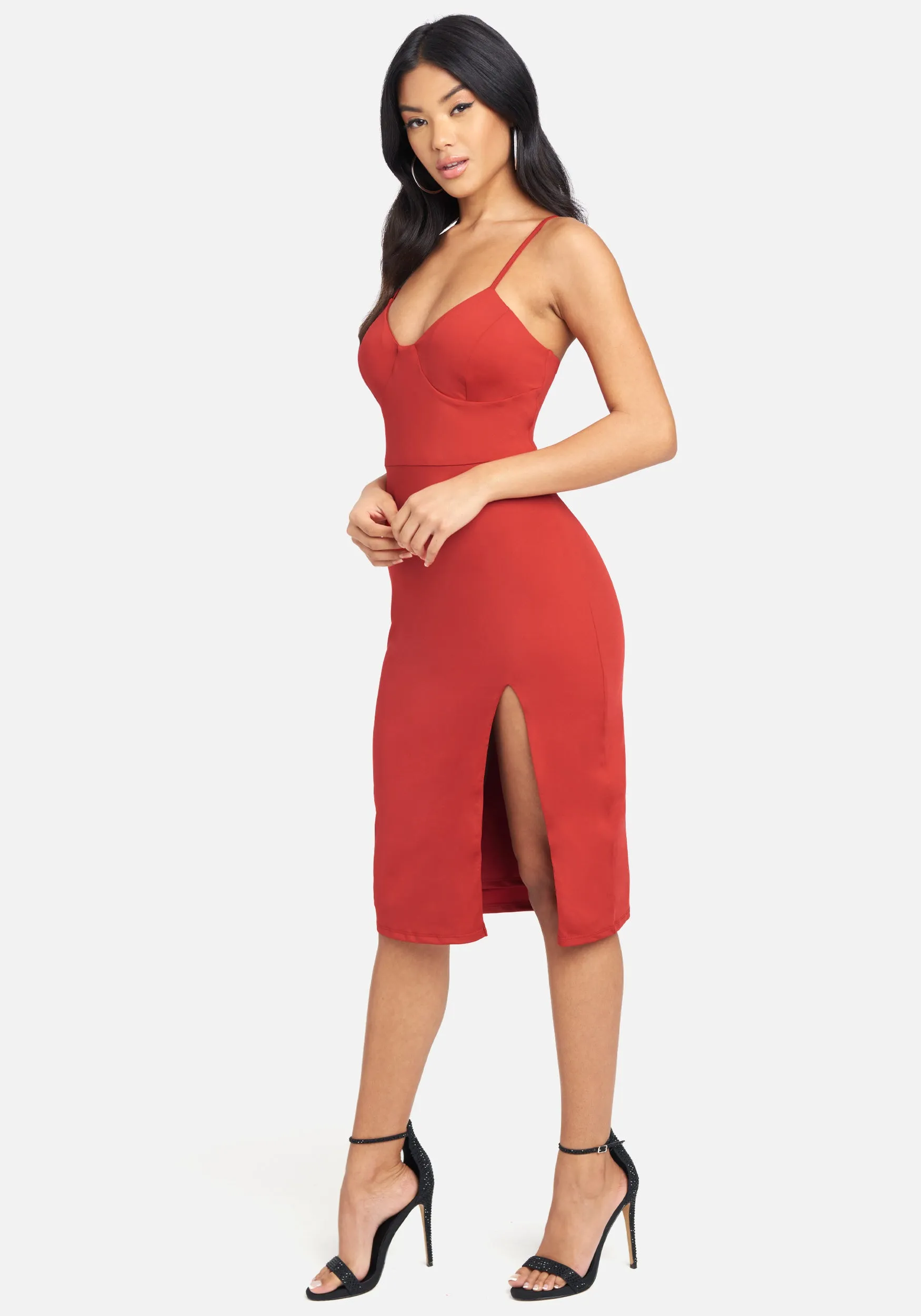 High Slit Knit Midi Dress