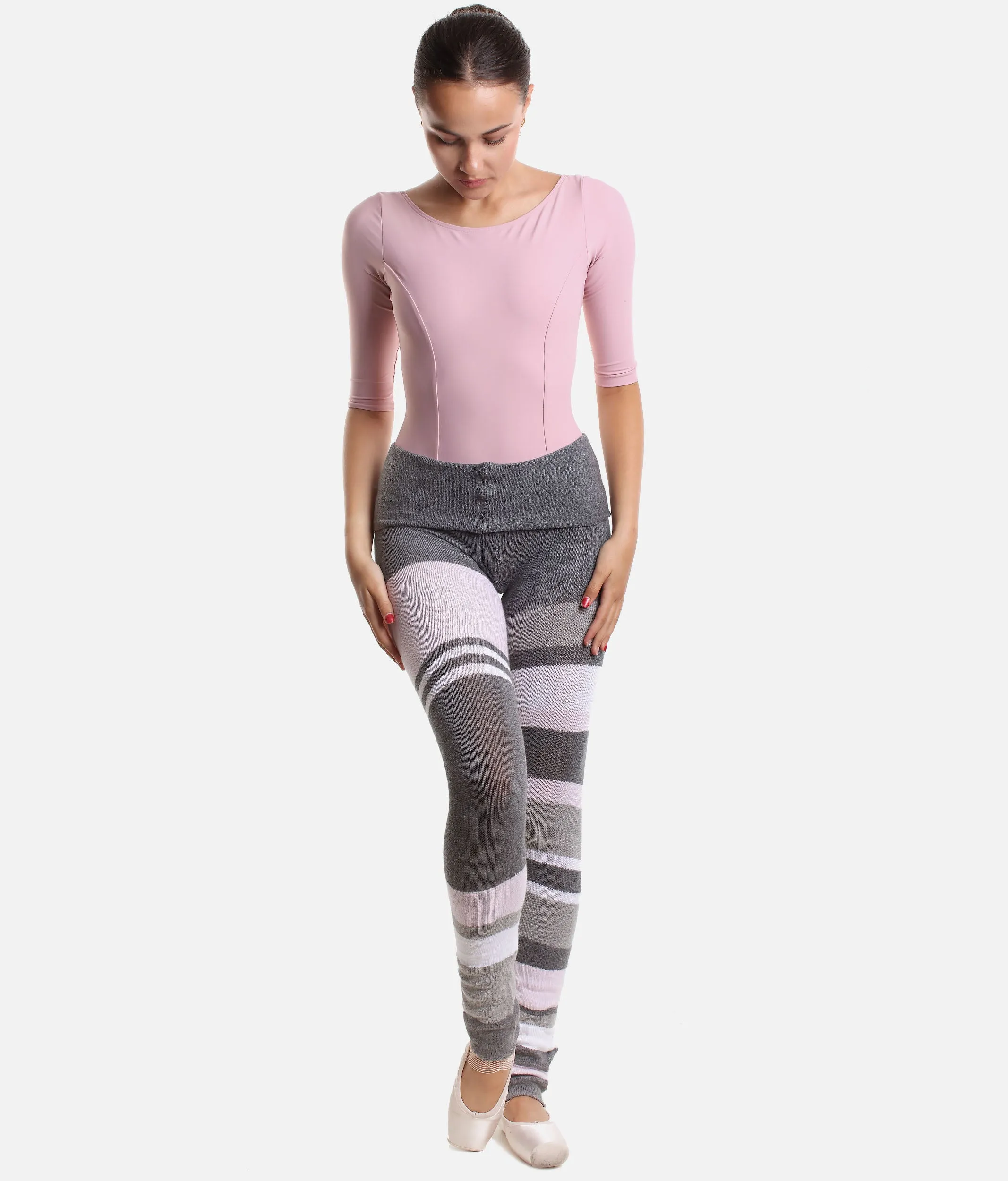 High Waist Striped Knitted Pants, Ballet Warm-up - 5161