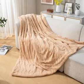 HOKIPO AC and Mild Winter Sherpa Blanket Double Bed Queen, 200x230 cm / 6.5x7.5 feet, Beige (AR-4921-BGE)