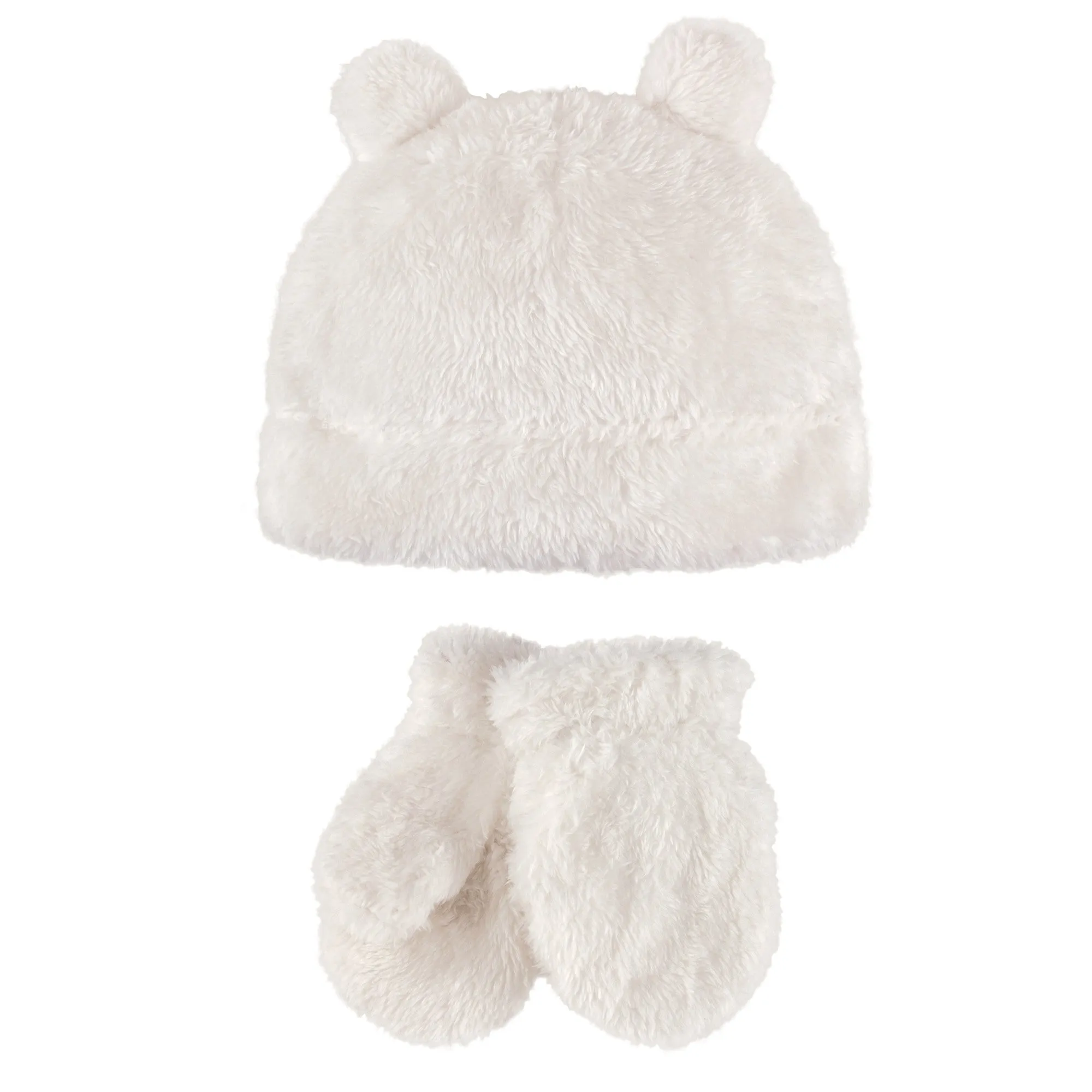 Hudson Baby Sherpa Hat and Mitten Set, Boy Cream Baby