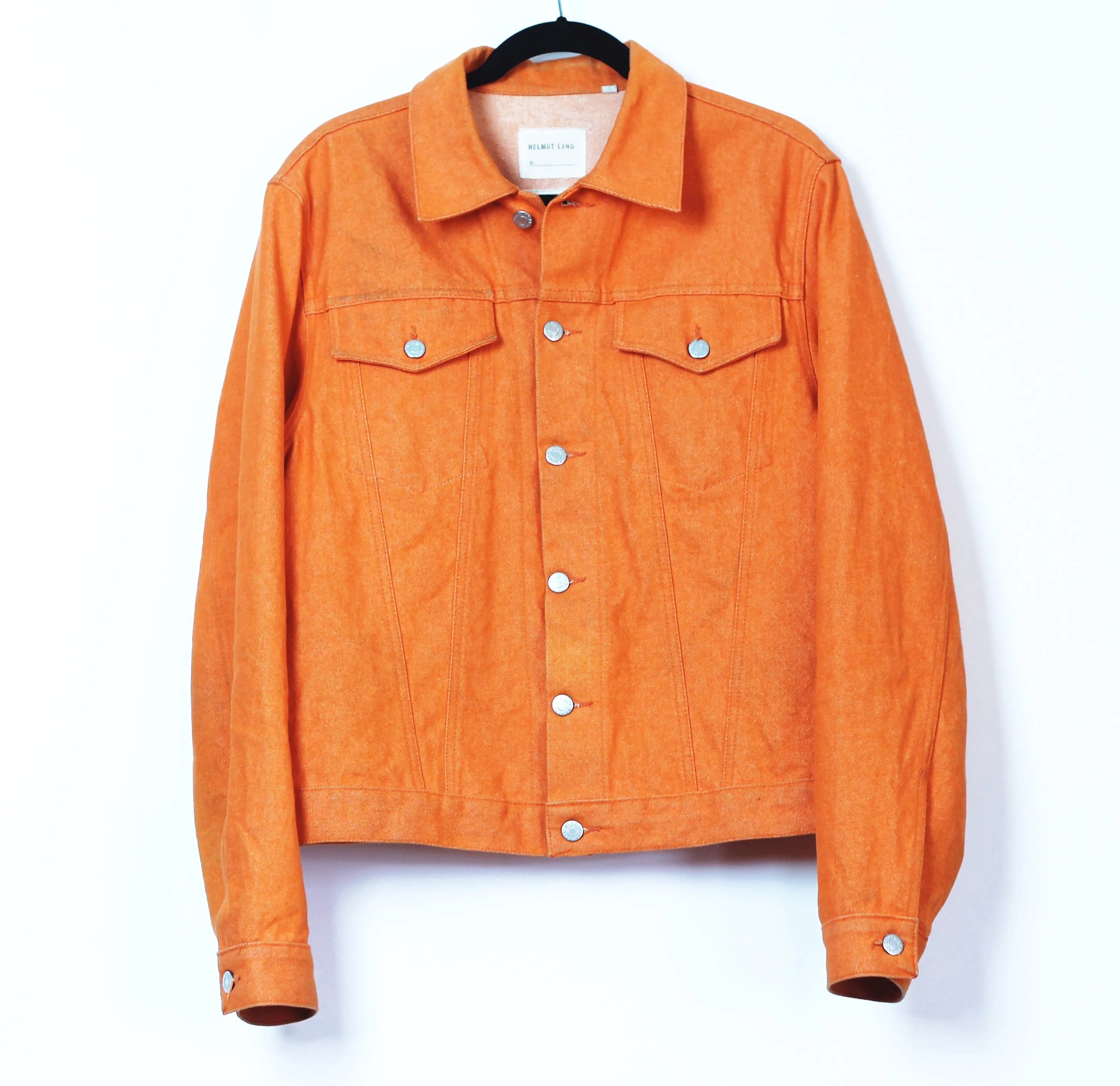 INQUIRE Helmut Lang Orange Raw Denim Trucker Jacket S/S2000 (Medium)