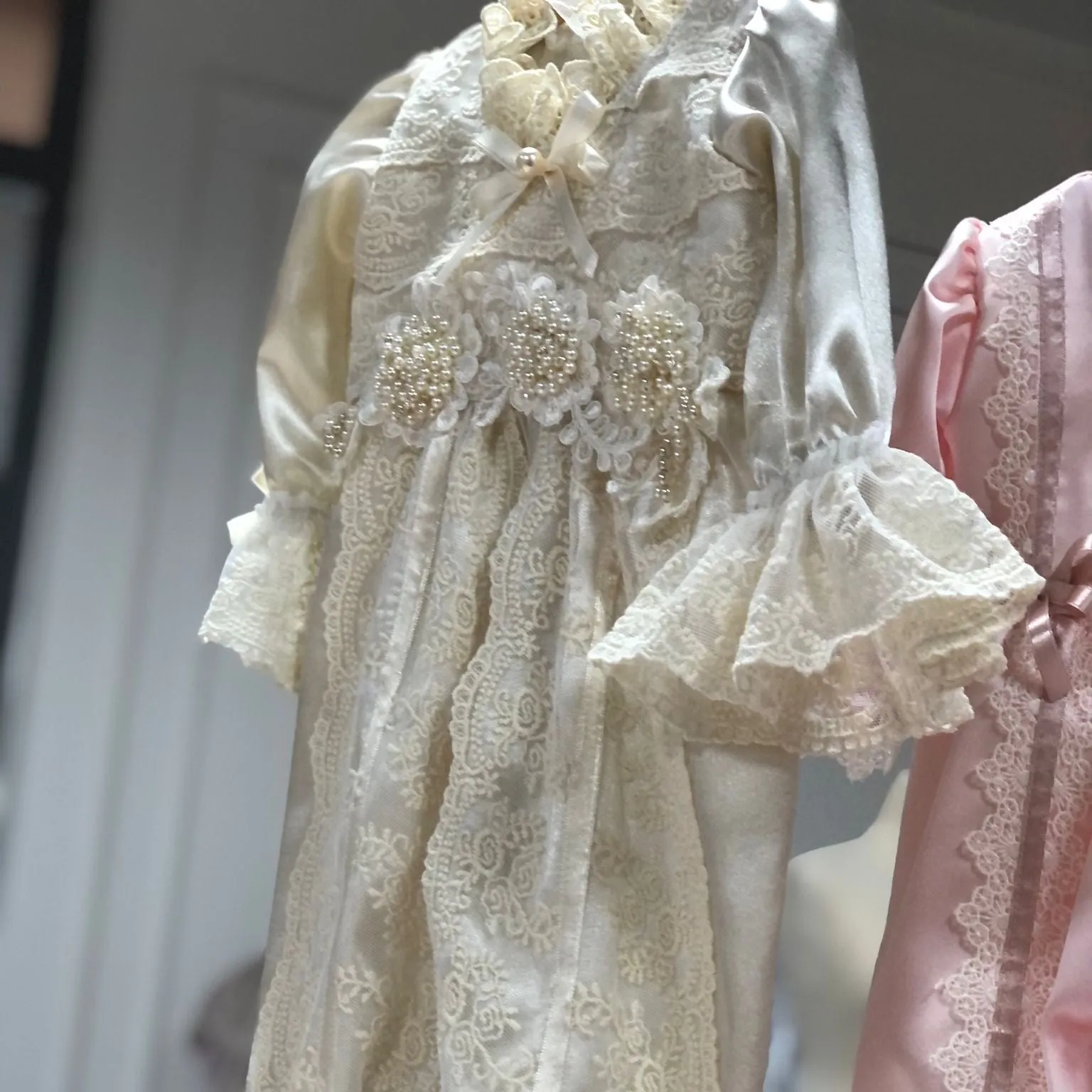 Ivory Pearl Romper and Bonnet