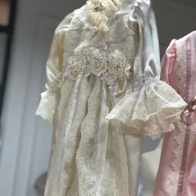 Ivory Pearl Romper and Bonnet