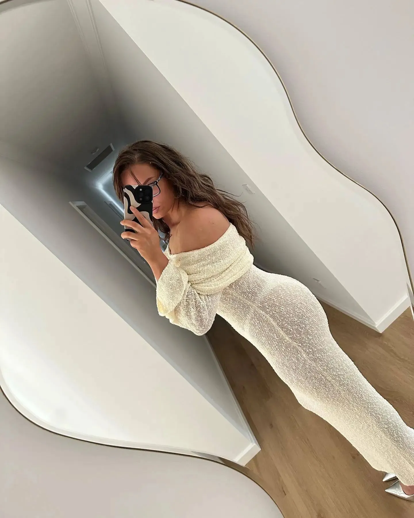 Knit Off-Shoulder Long Charming Sleeve Maxi Dress