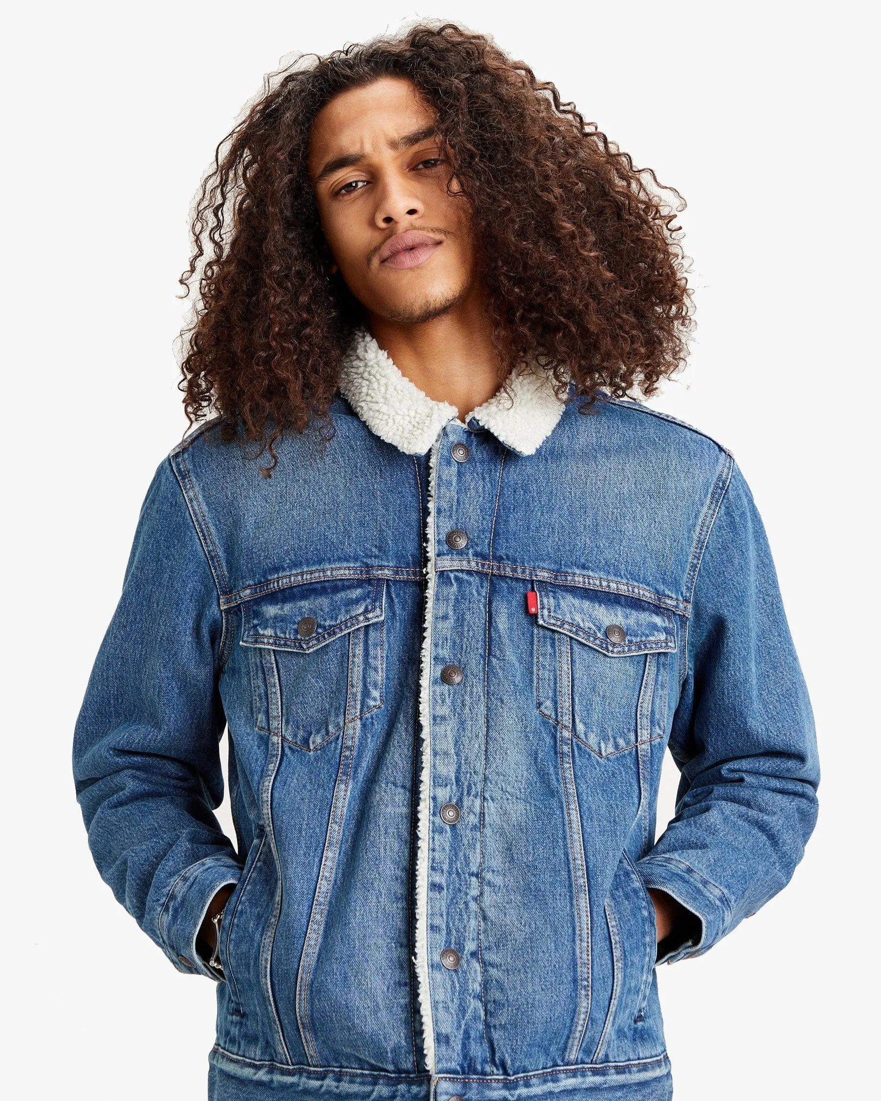 Levis Type 3 Sherpa Trucker Fabler Light Denim Jacket