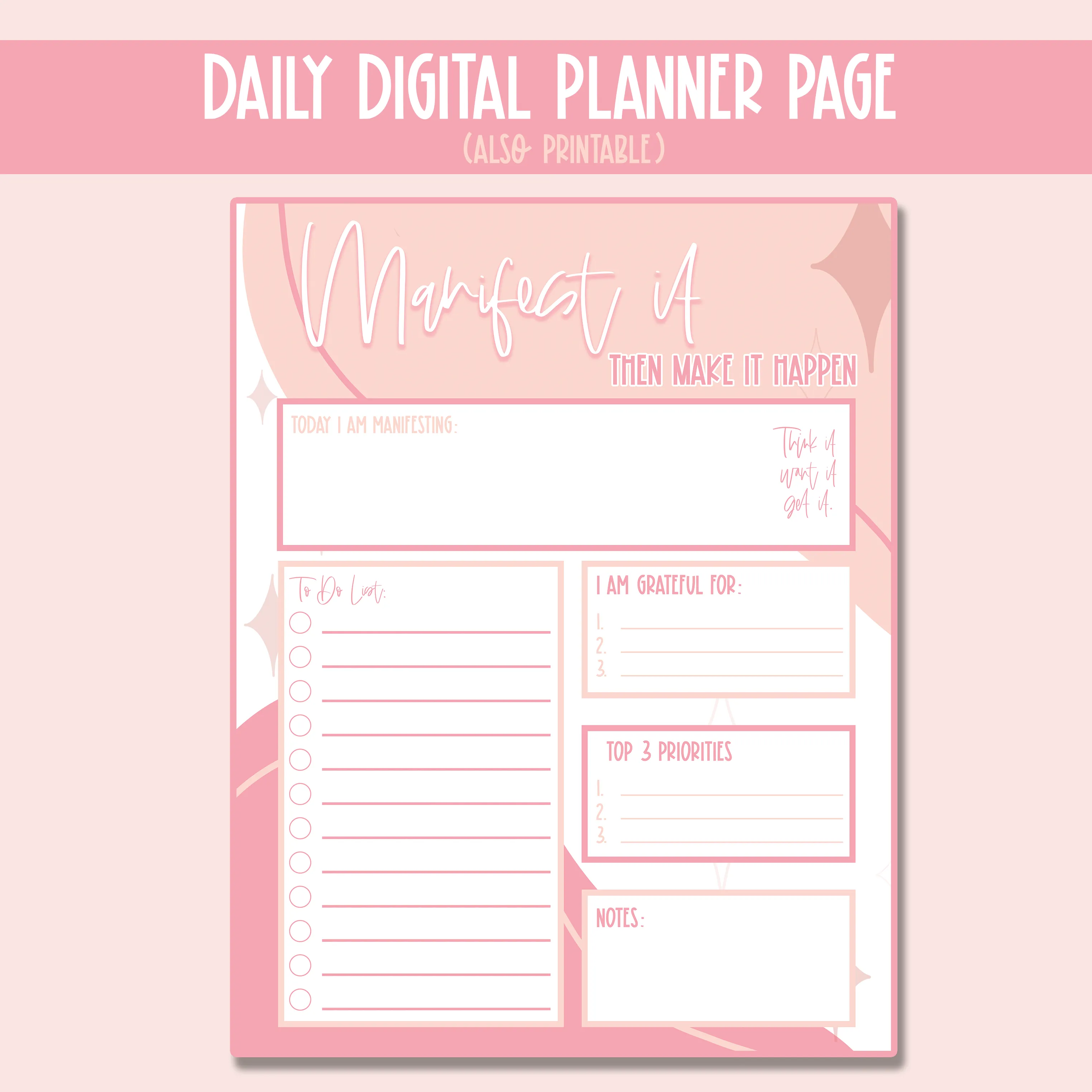 Manifest It Daily Planner - Digital Download