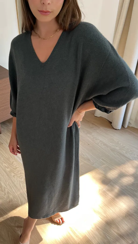 MARLIE KNIT DRESS - ARMY