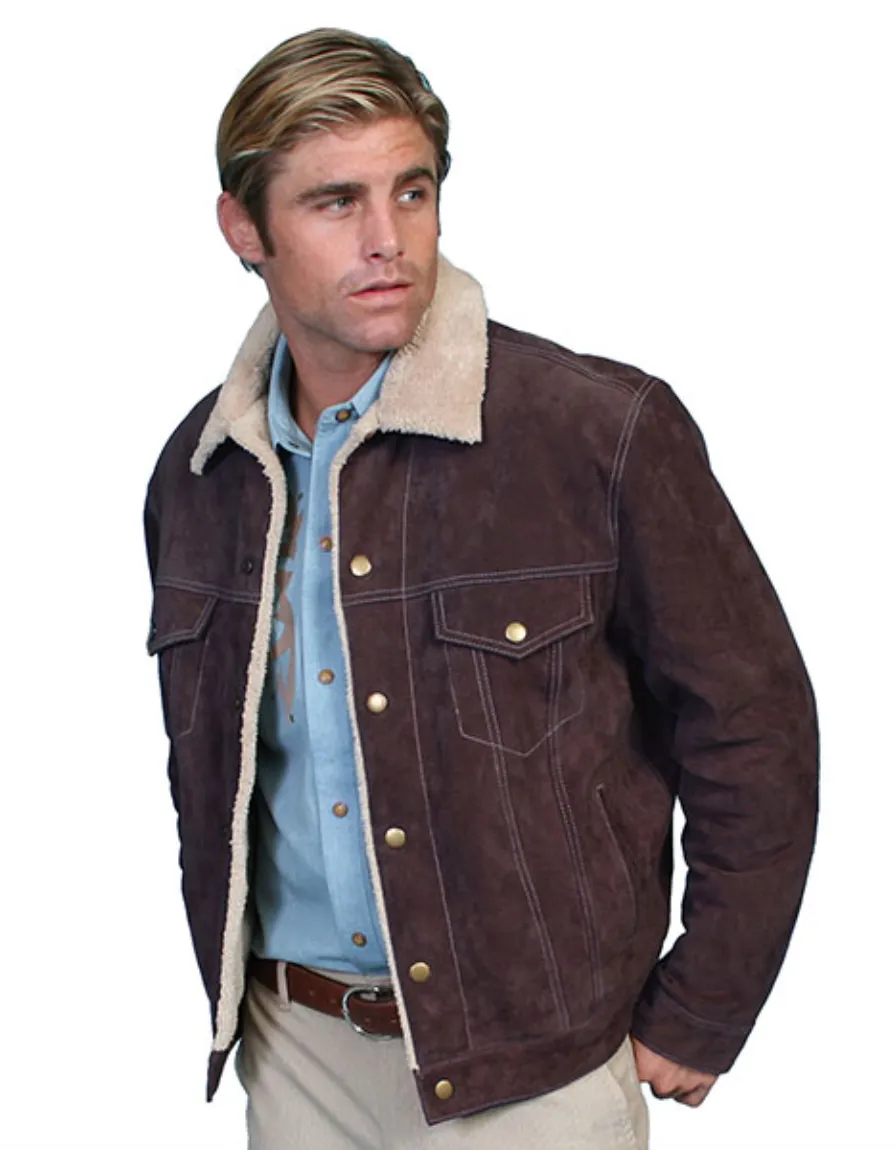 Men's Solid Chocolate Suede Jean Style Jacket (DS)