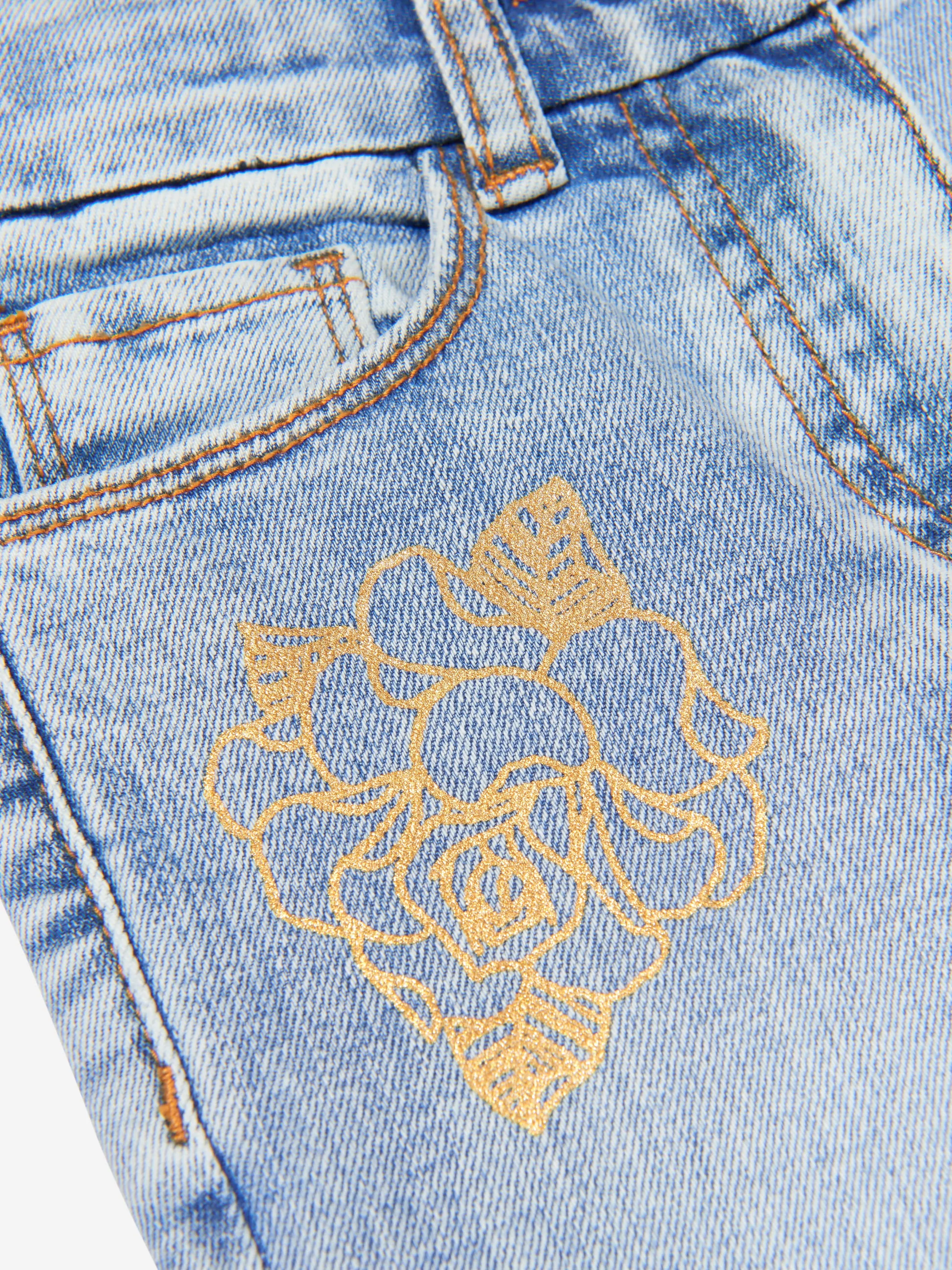 Monnalisa Girls Denim Flared Rose Jeans