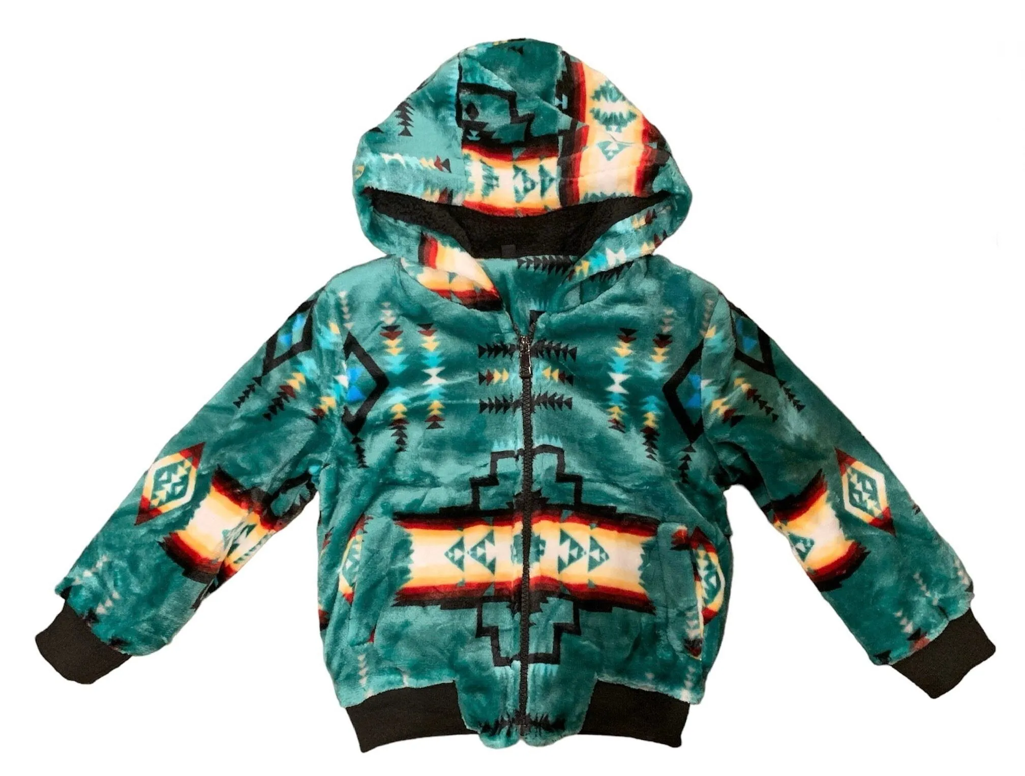 Native American style Super Soft Kids Jacket With Sherpa