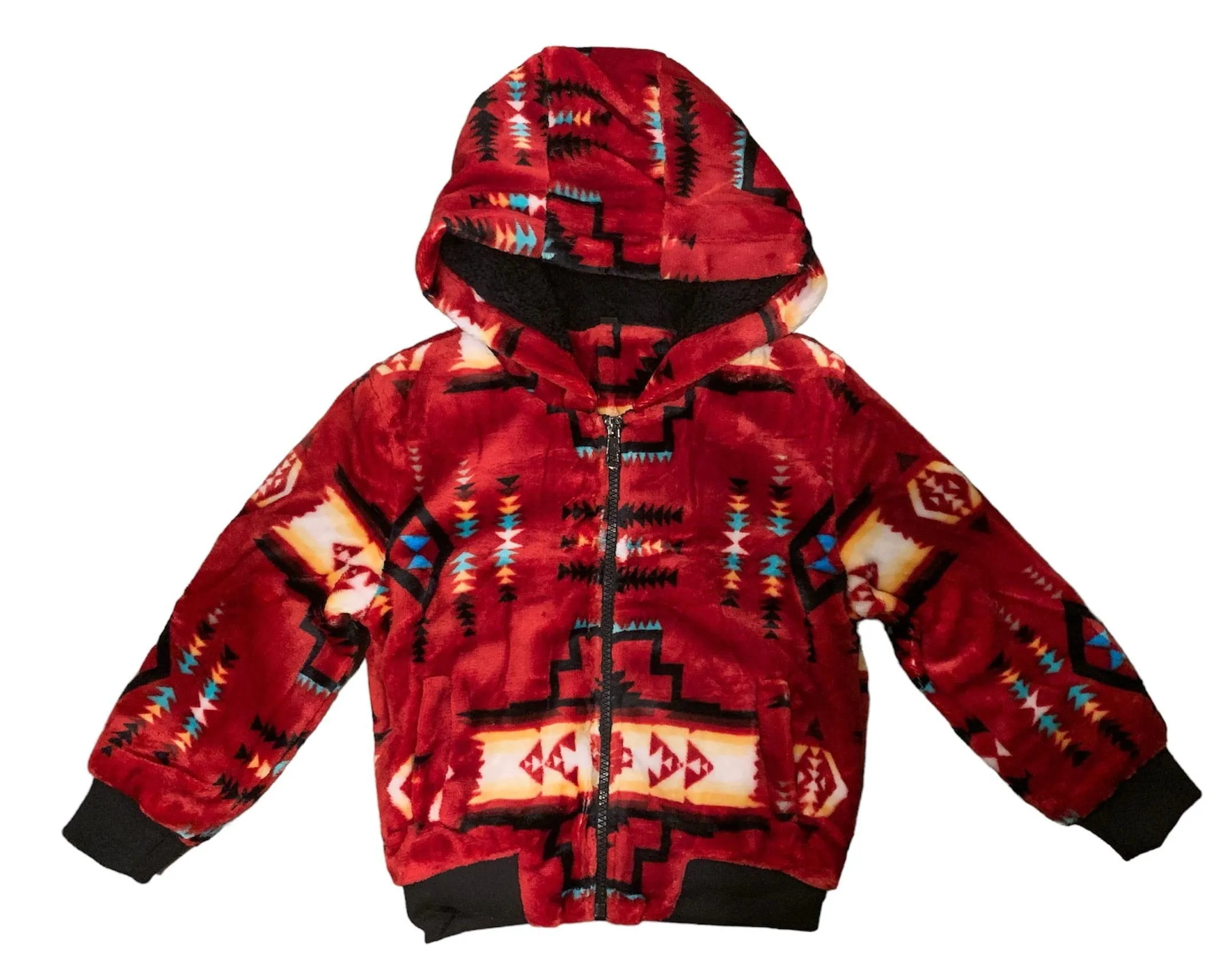 Native American style Super Soft Kids Jacket With Sherpa