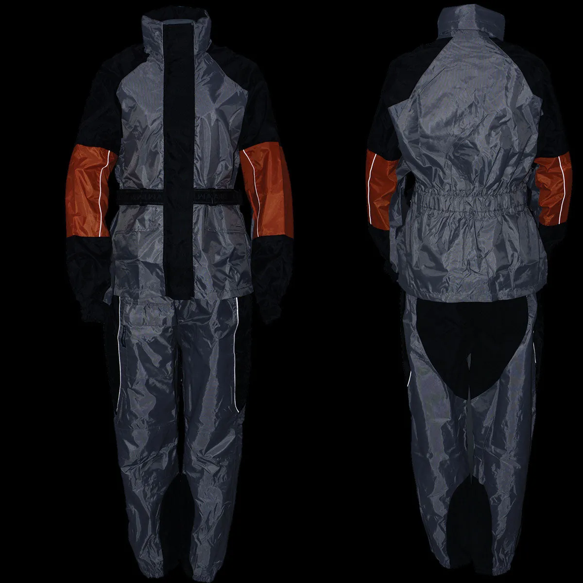 NexGen SH2217 Men's Orange and Silver Oxford Water-Resistant Rain Suit