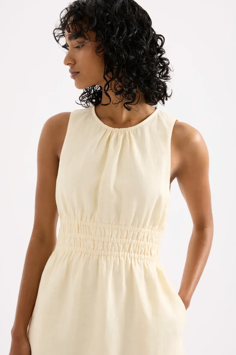 Nude Lucy - Jaxson Linen Midi Dress (Eggnog)