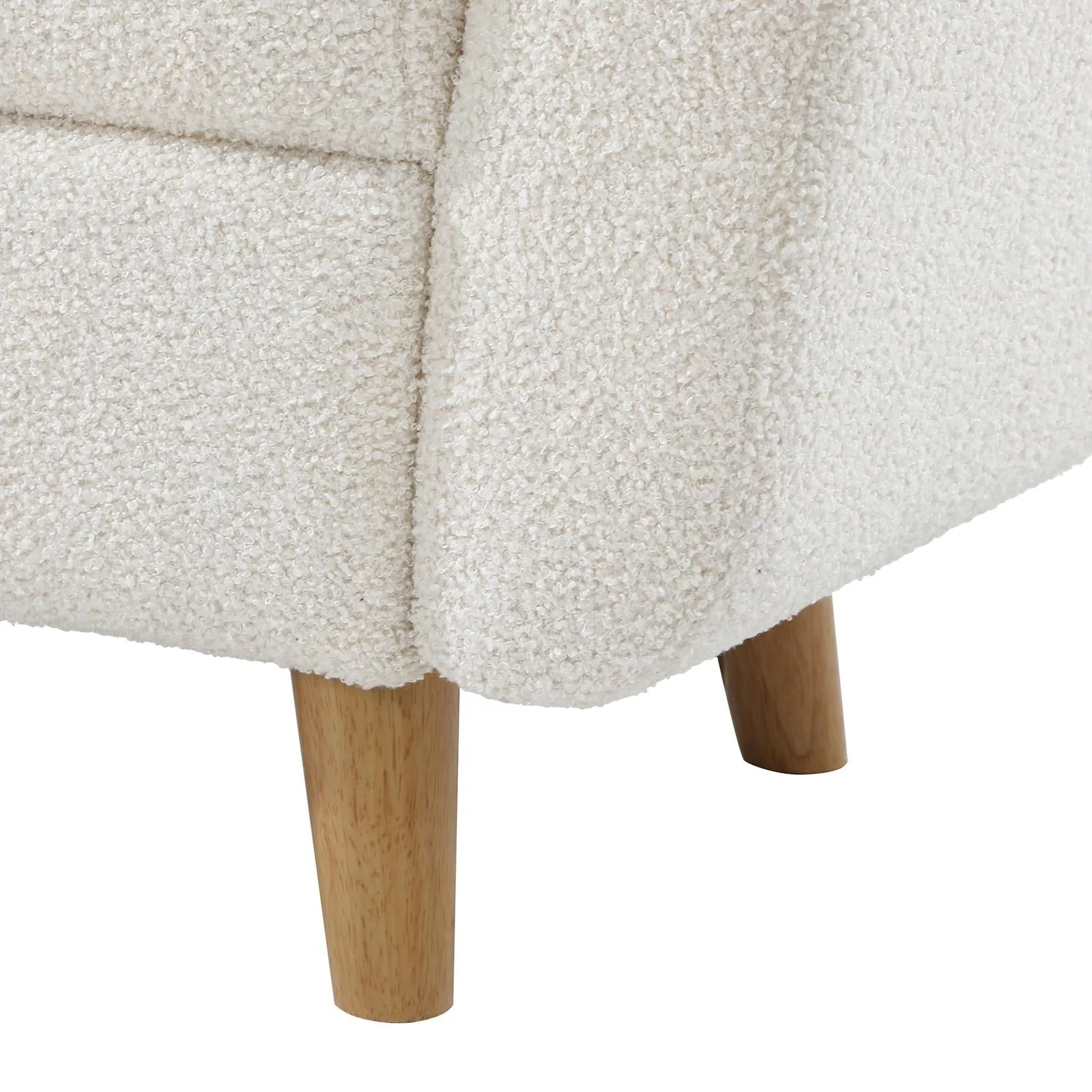 Oikiture Storage Ottoman Blanket Box Arm Foot Stool Couch Large Sherpa White