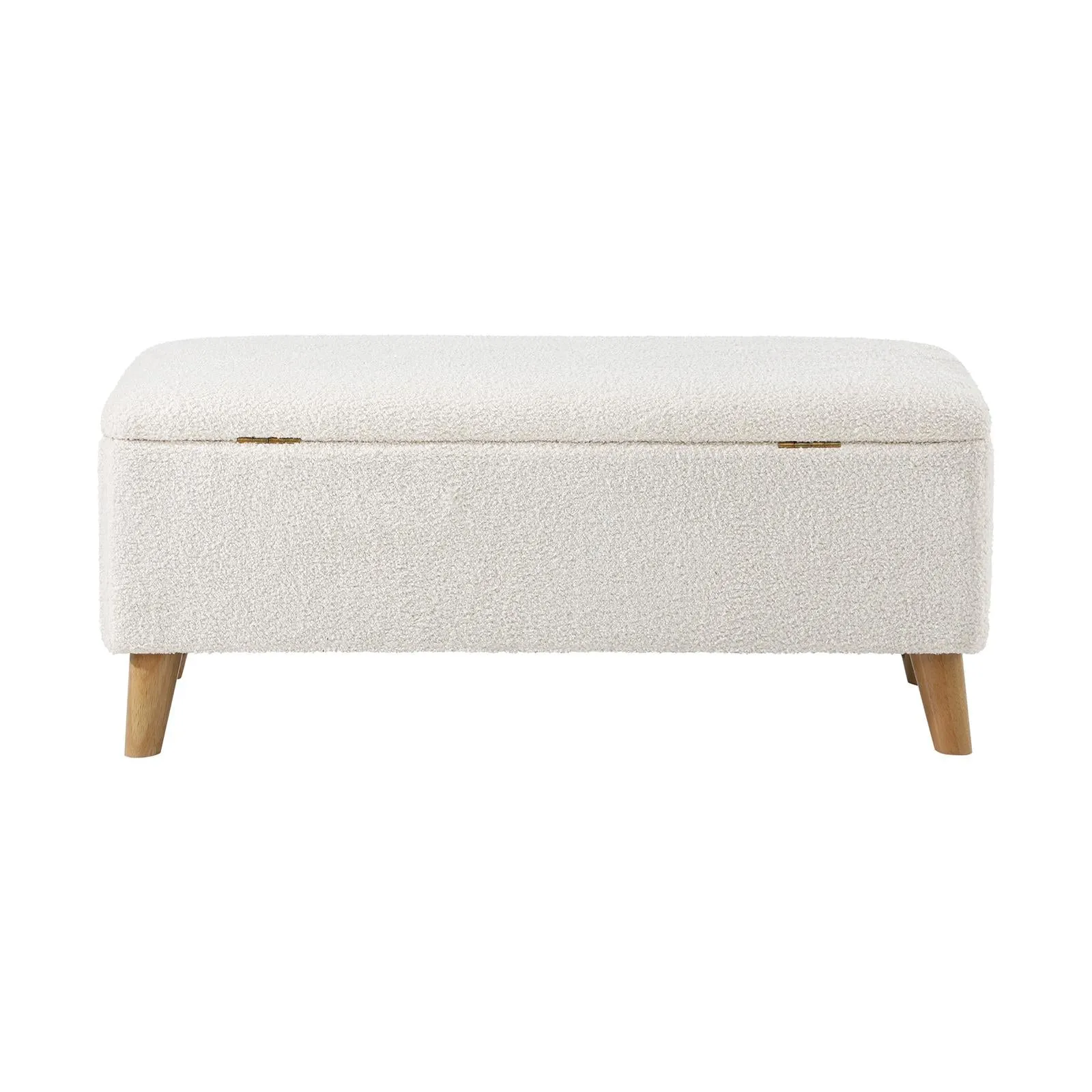 Oikiture Storage Ottoman Blanket Box Chest Toy Foot Stool LARGE Sherpa White