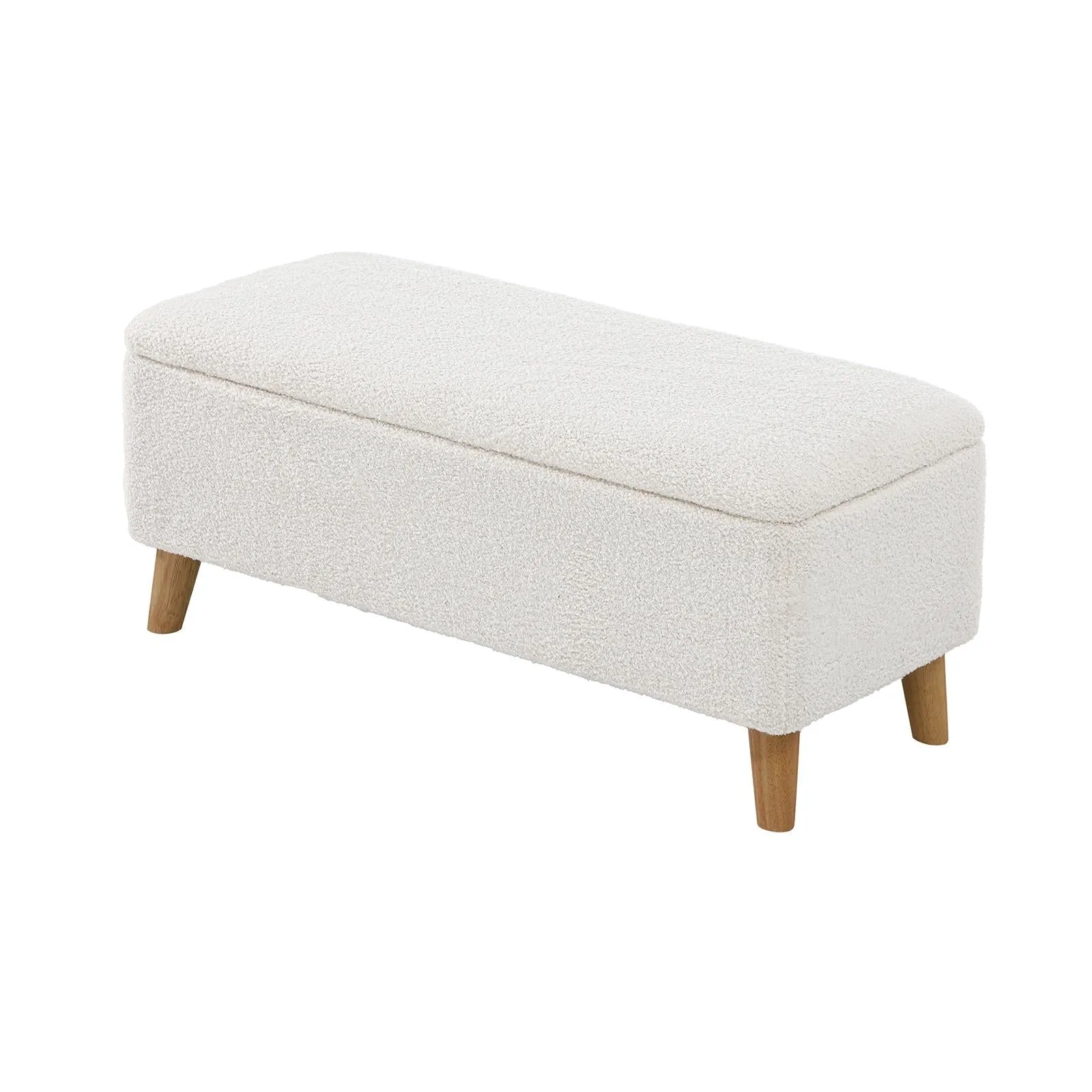 Oikiture Storage Ottoman Blanket Box Chest Toy Foot Stool LARGE Sherpa White