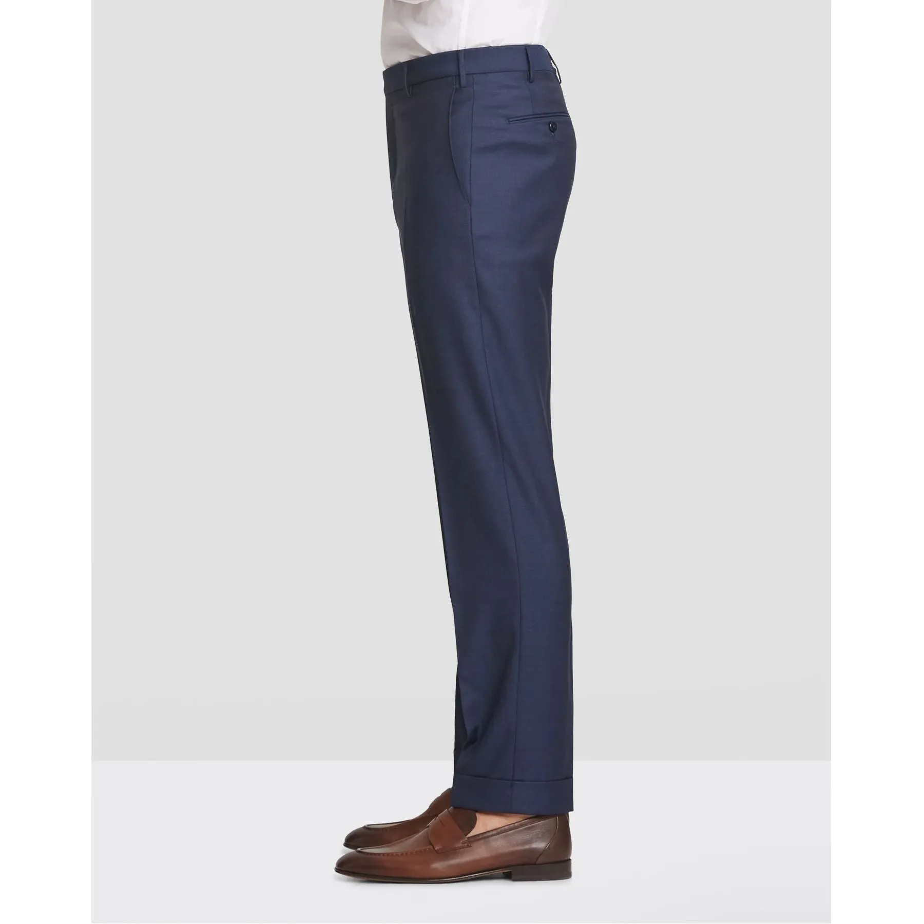 Parker Flat Front Sharkskin Wool Trouser in Navy (Modern Straight Fit) by Zanella