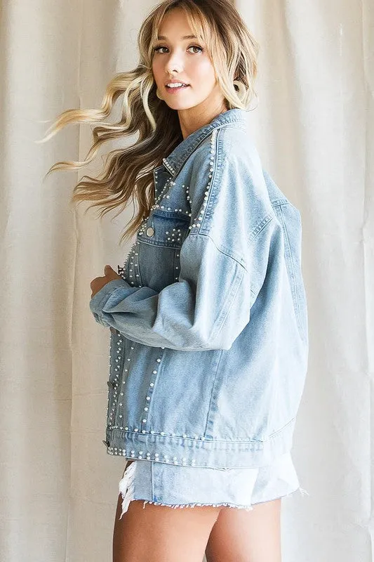 Pearl Detail Denim Jacket