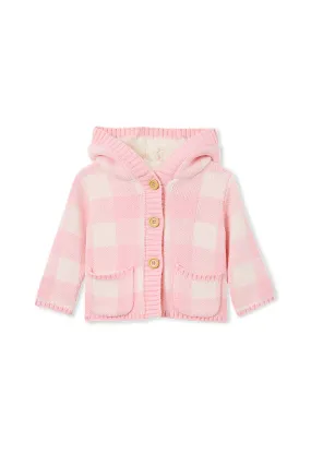 Pink Check Hooded Jacket