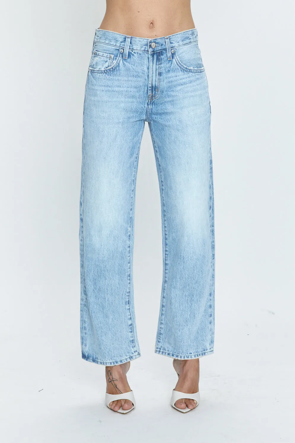 Pistola Lexi Mid Rise Bowed Straight Jeans in Enchanted Vintage