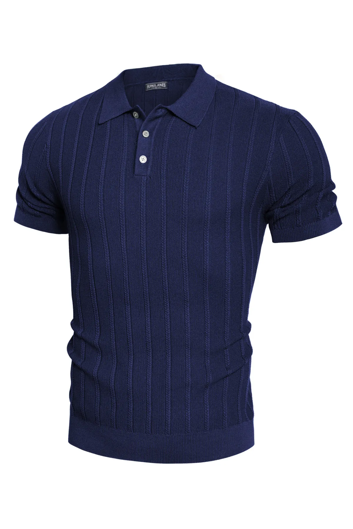 PJ Men Straight Knitted Polo-Shirt Short Sleeve Lapel Collar Button-up Neck Tops