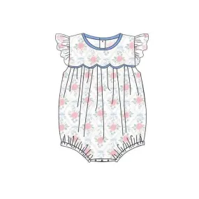 pre-order SR0640 baby girl flower short sleeve romper