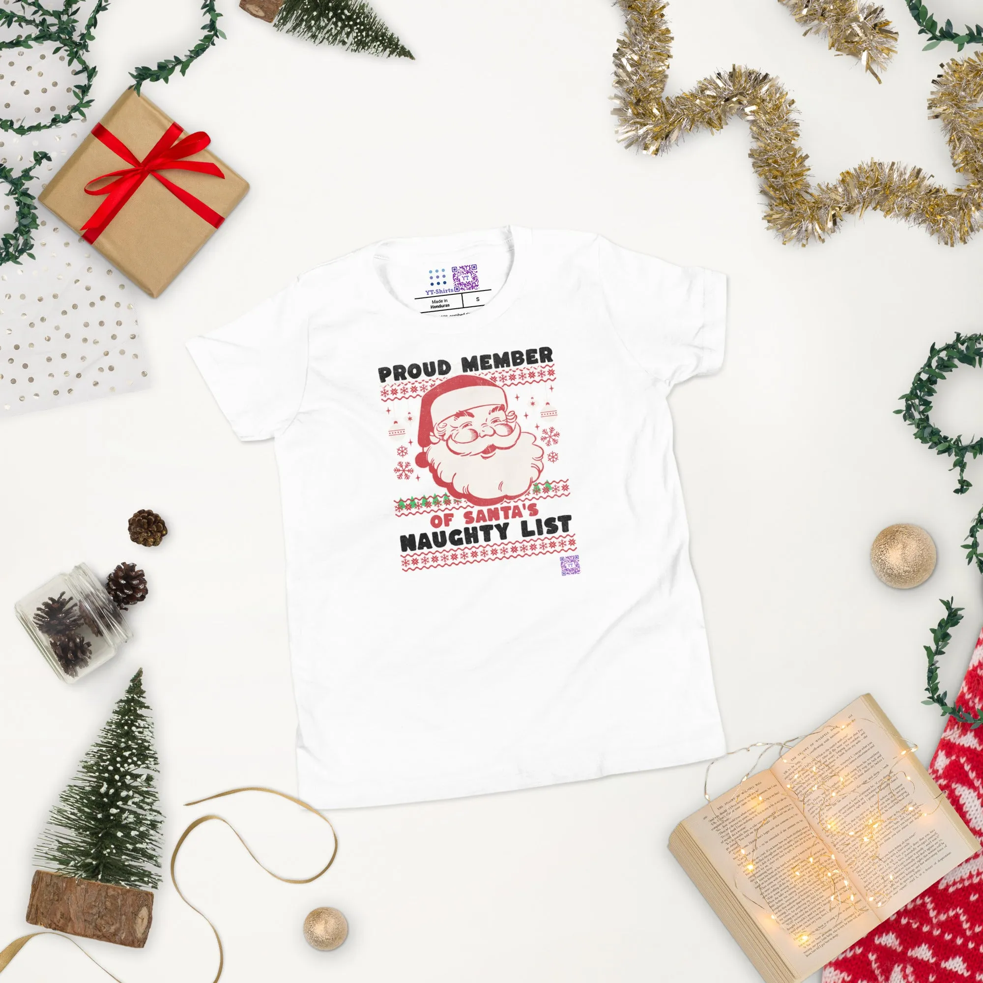 Proud Member of Santas Naughty List Shirt, Christmas Graphic Tee, Funny Holiday T-Shirt, Santa Claus Shirt, Ugly Christmas Sweater