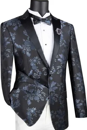 "Floral" Black Tuxedo Jacket (Separates)