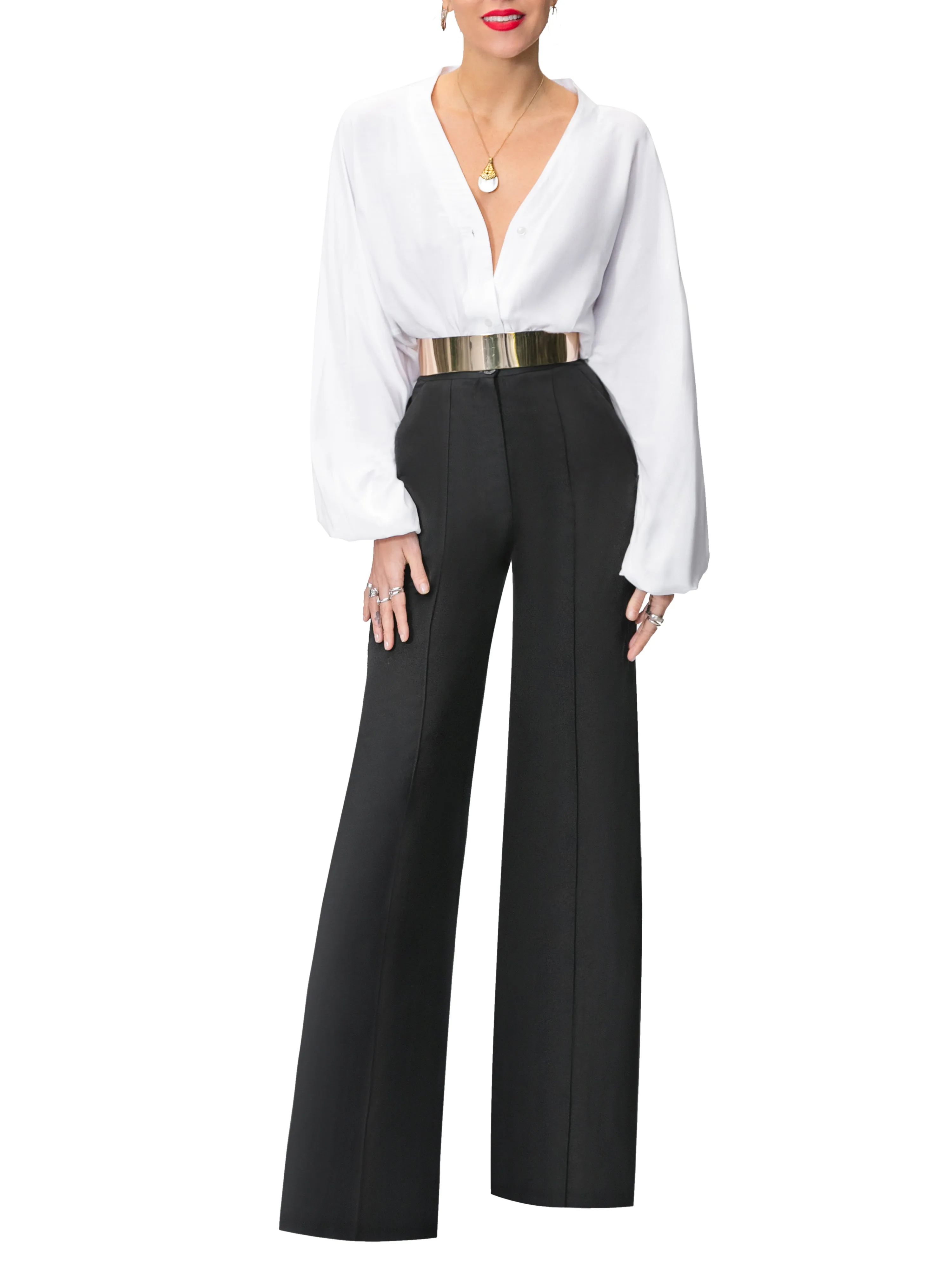 "Gabrielle" Black High Waist Pants