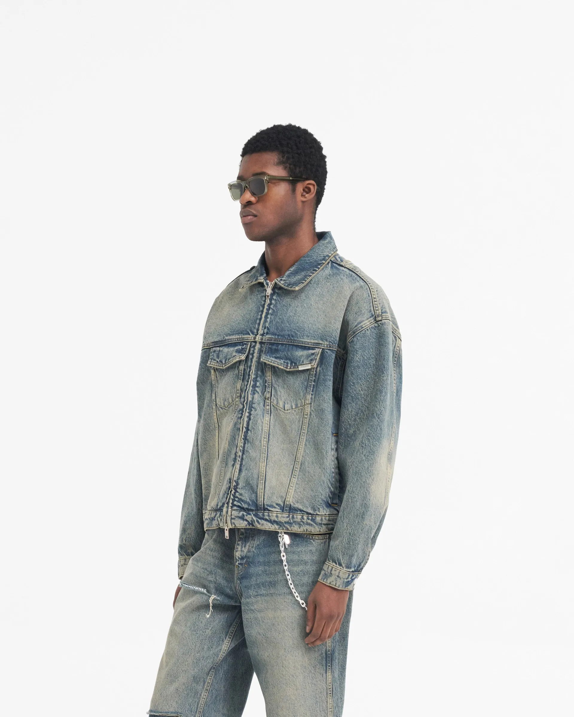 R4 Denim Jacket - Blue Cream