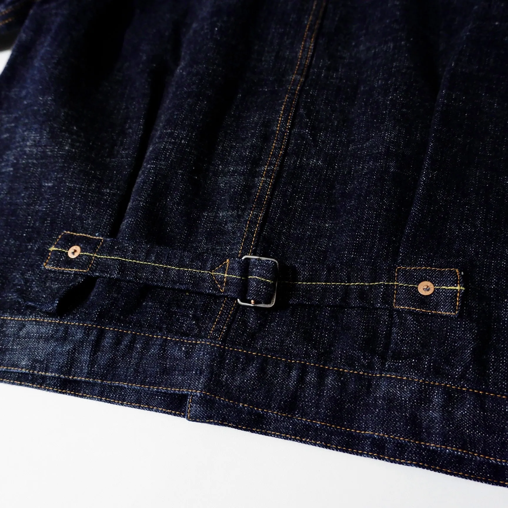 Rinsed Indigo Selvedge Cinch Back Denim Jacket