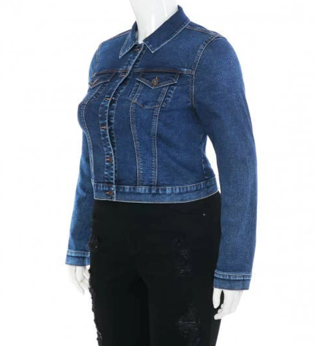 RK Apparel Slim Fit Denim Jacket-PLUS SIZE