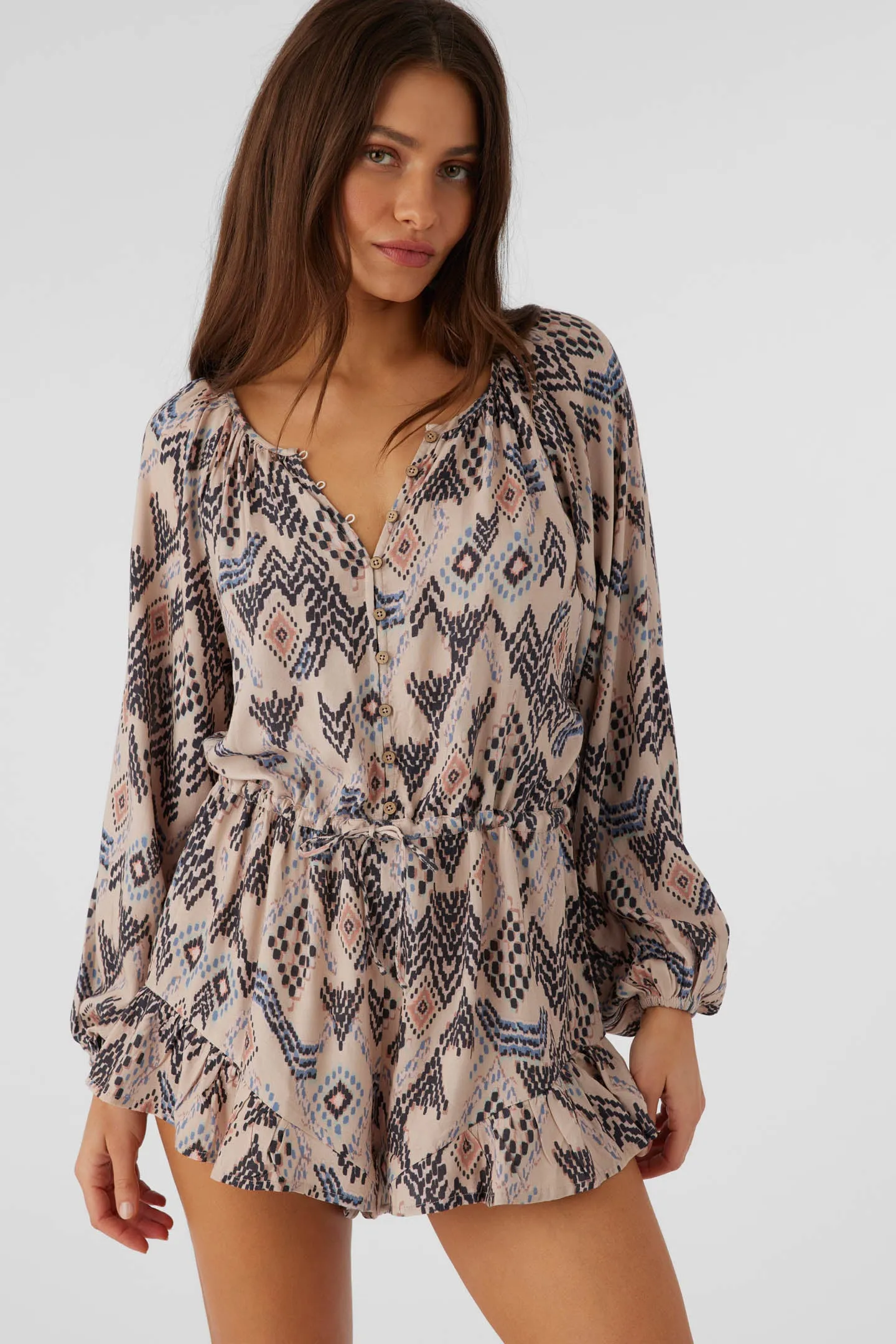 SCARLETTE PALMER PRINT LONG SLEEVE ROMPER