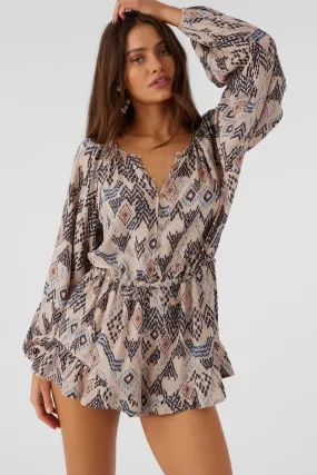 SCARLETTE PALMER PRINT LONG SLEEVE ROMPER