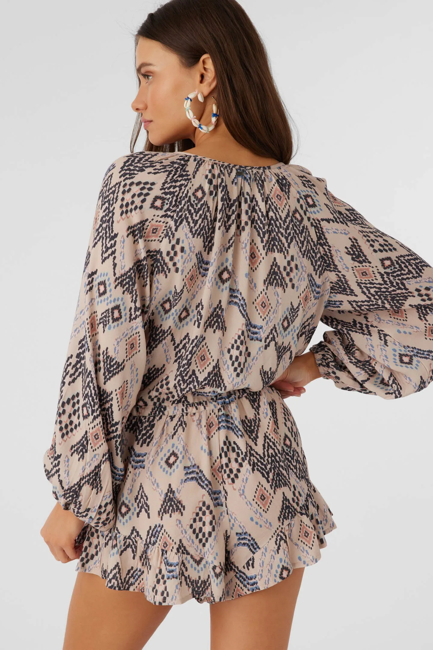 SCARLETTE PALMER PRINT LONG SLEEVE ROMPER