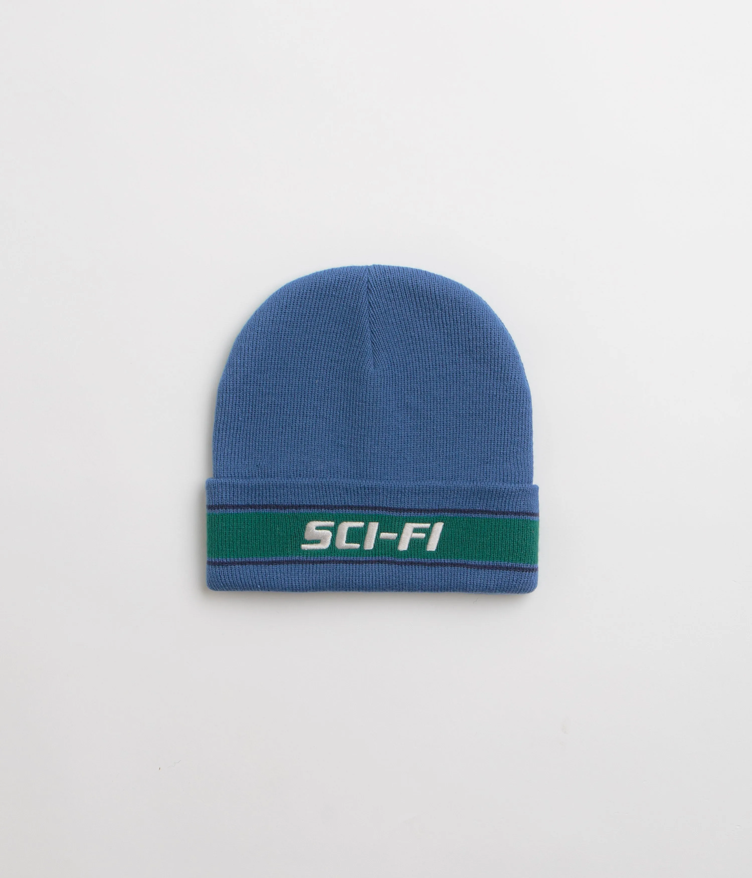 Sci-Fi Fantasy Striped Logo Beanie - Blue