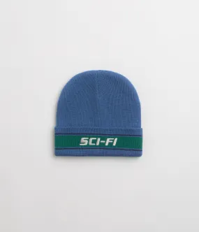 Sci-Fi Fantasy Striped Logo Beanie - Blue