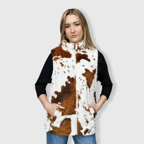 Sherpa Brown Cow Vest Women