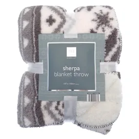 Sherpa Fleece Blanket Throw Bed Sofa Cover Wrap Grey 152cm