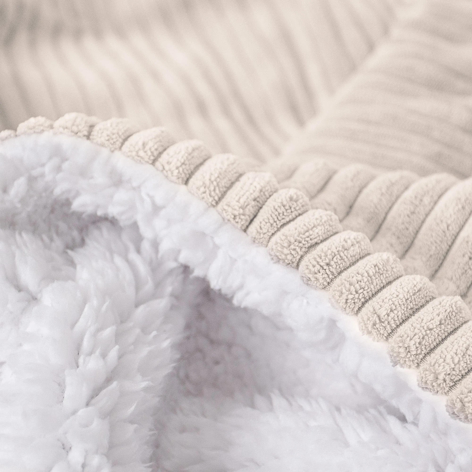 Sherpa Throw / Blanket - Cord Ivory