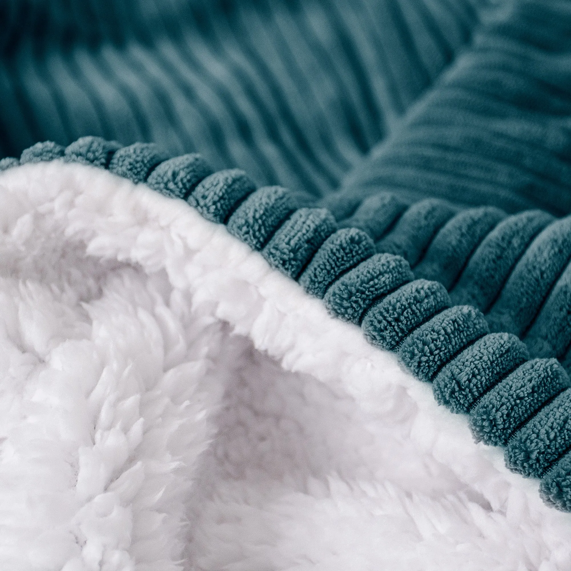 Sherpa Throw / Blanket - Cord Teal Blue