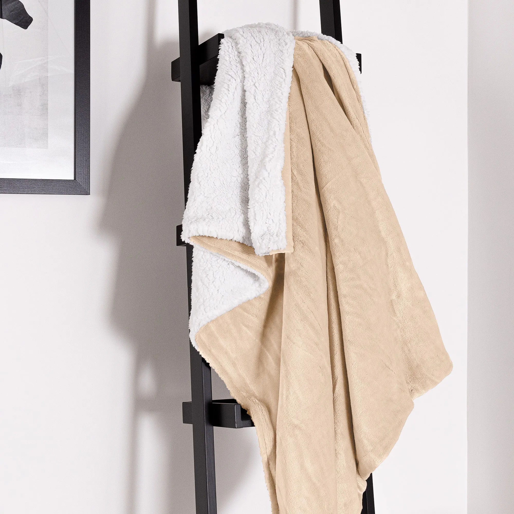 Sherpa Throw / Blanket - Fleece Cream