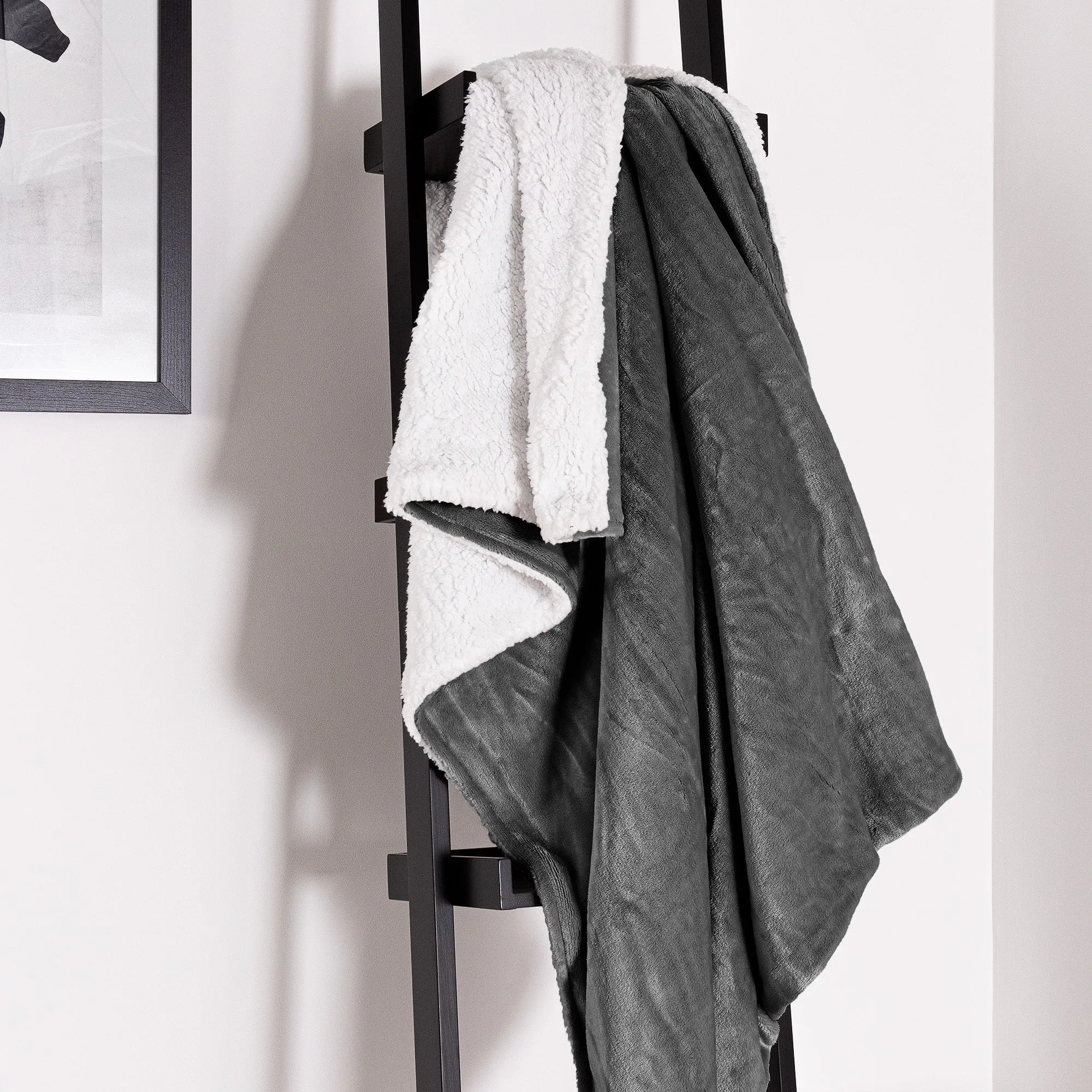 Sherpa Throw / Blanket - Fleece Grey