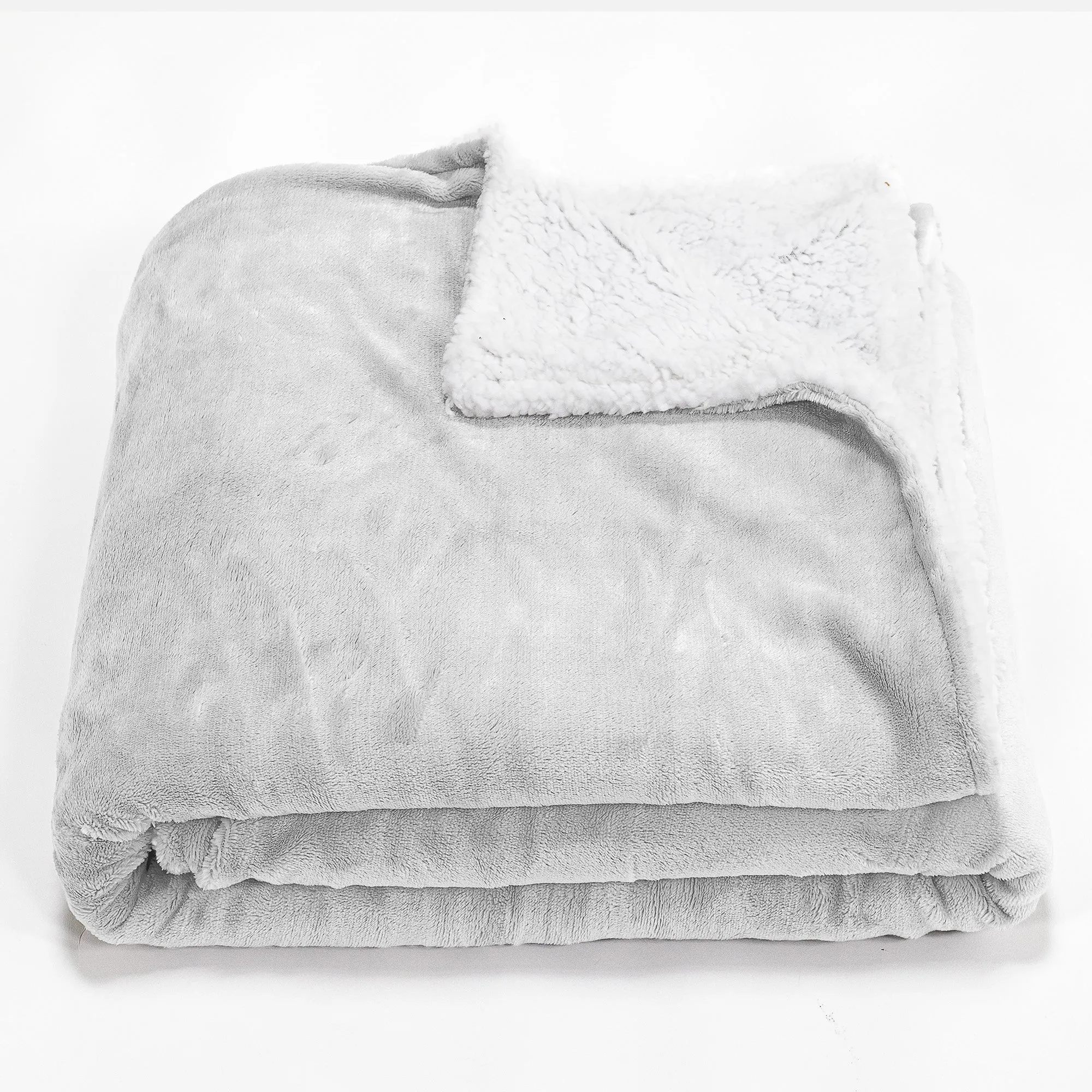 Sherpa Throw / Blanket - Fleece Light Grey