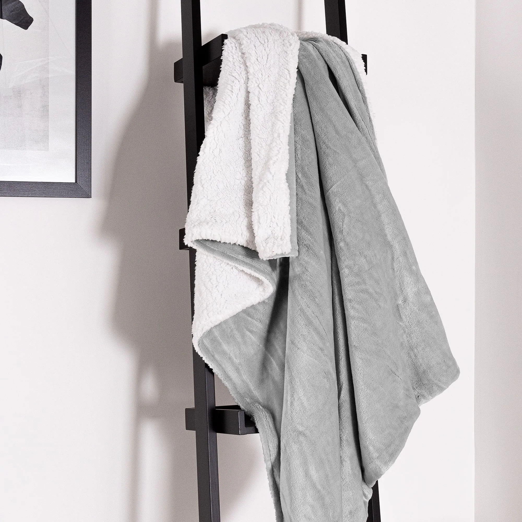 Sherpa Throw / Blanket - Fleece Light Grey