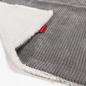 Sherpa Throw / Blanket - Pom Pom Charcoal Grey