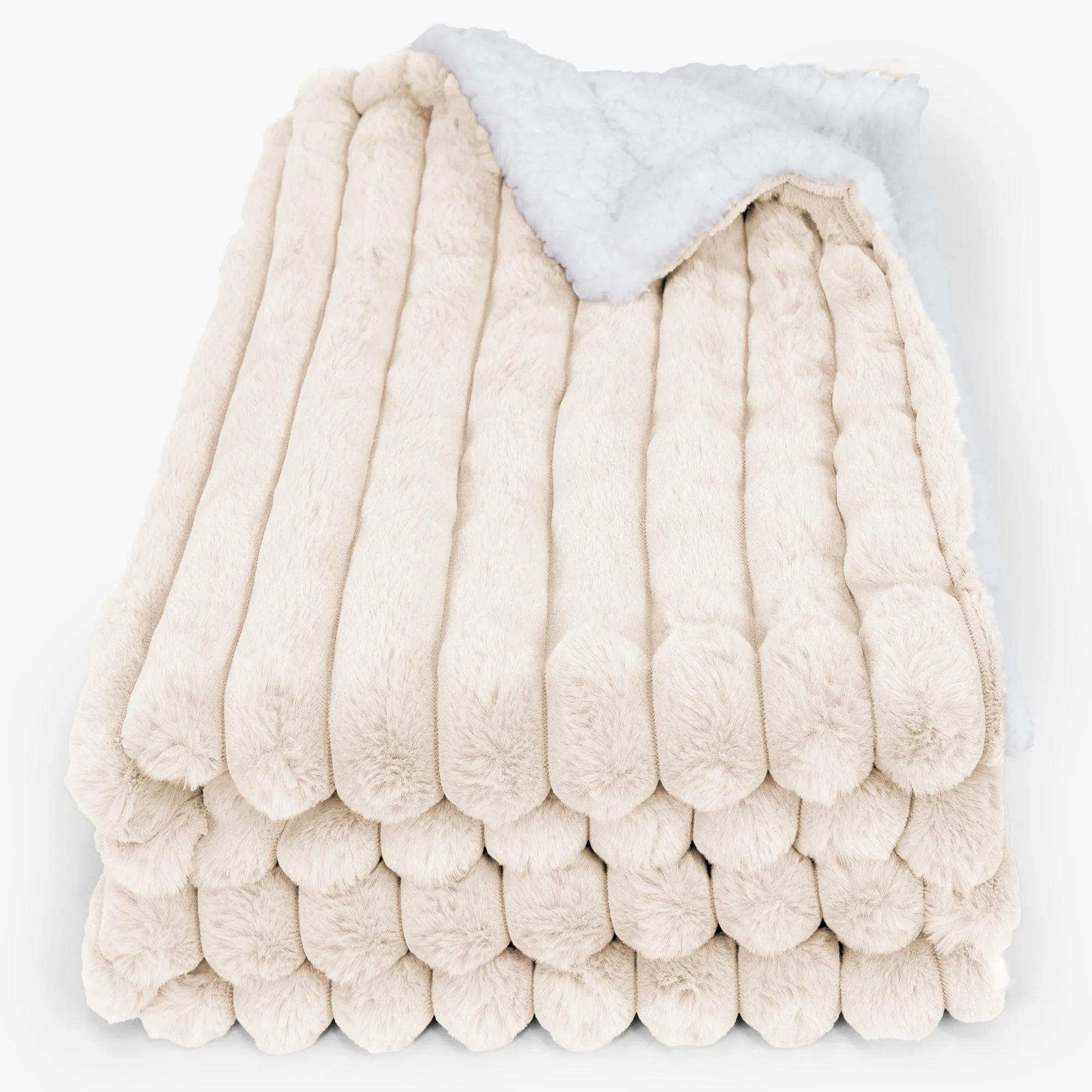 Sherpa Throw / Blanket - Ultra Plush Cord Cream