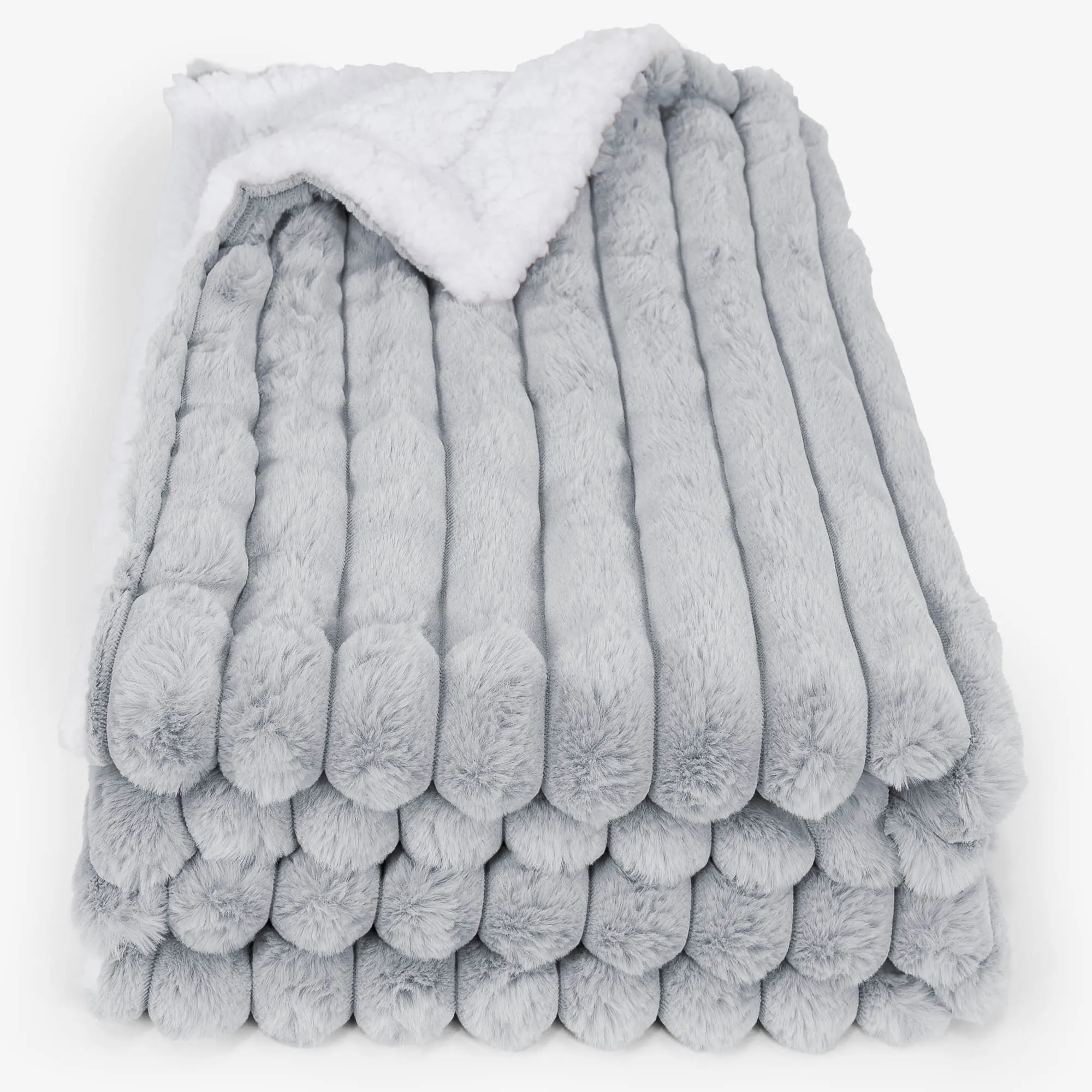 Sherpa Throw / Blanket - Ultra Plush Cord Duck Egg Blue