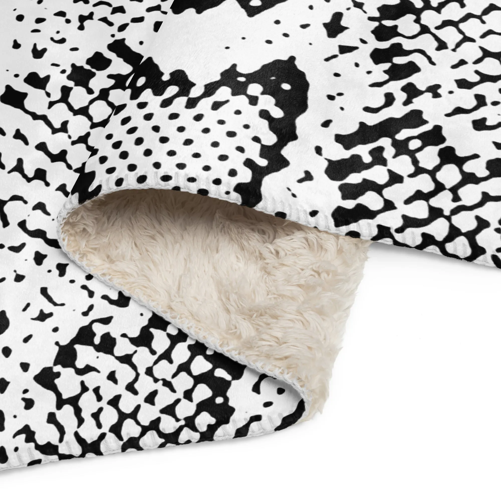 Snake Print Black and White Sherpa blanket lioness-love