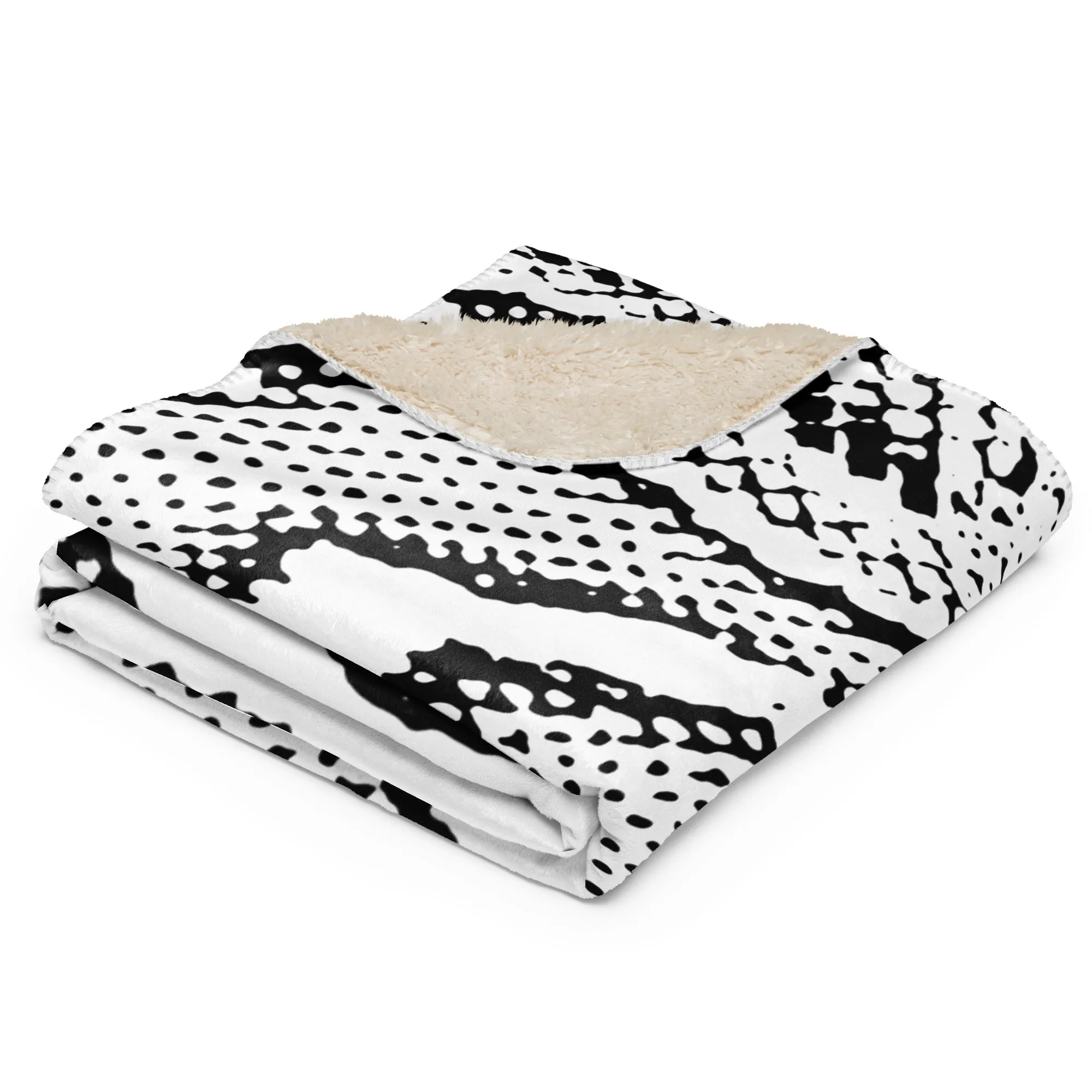 Snake Print Black and White Sherpa blanket lioness-love